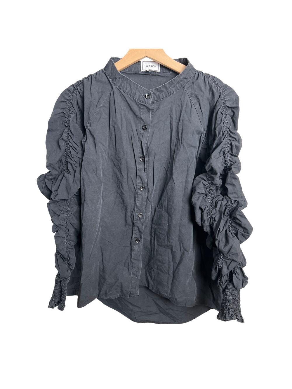 WoWo 2XL Button Down Gray Stretch Long Sleeve